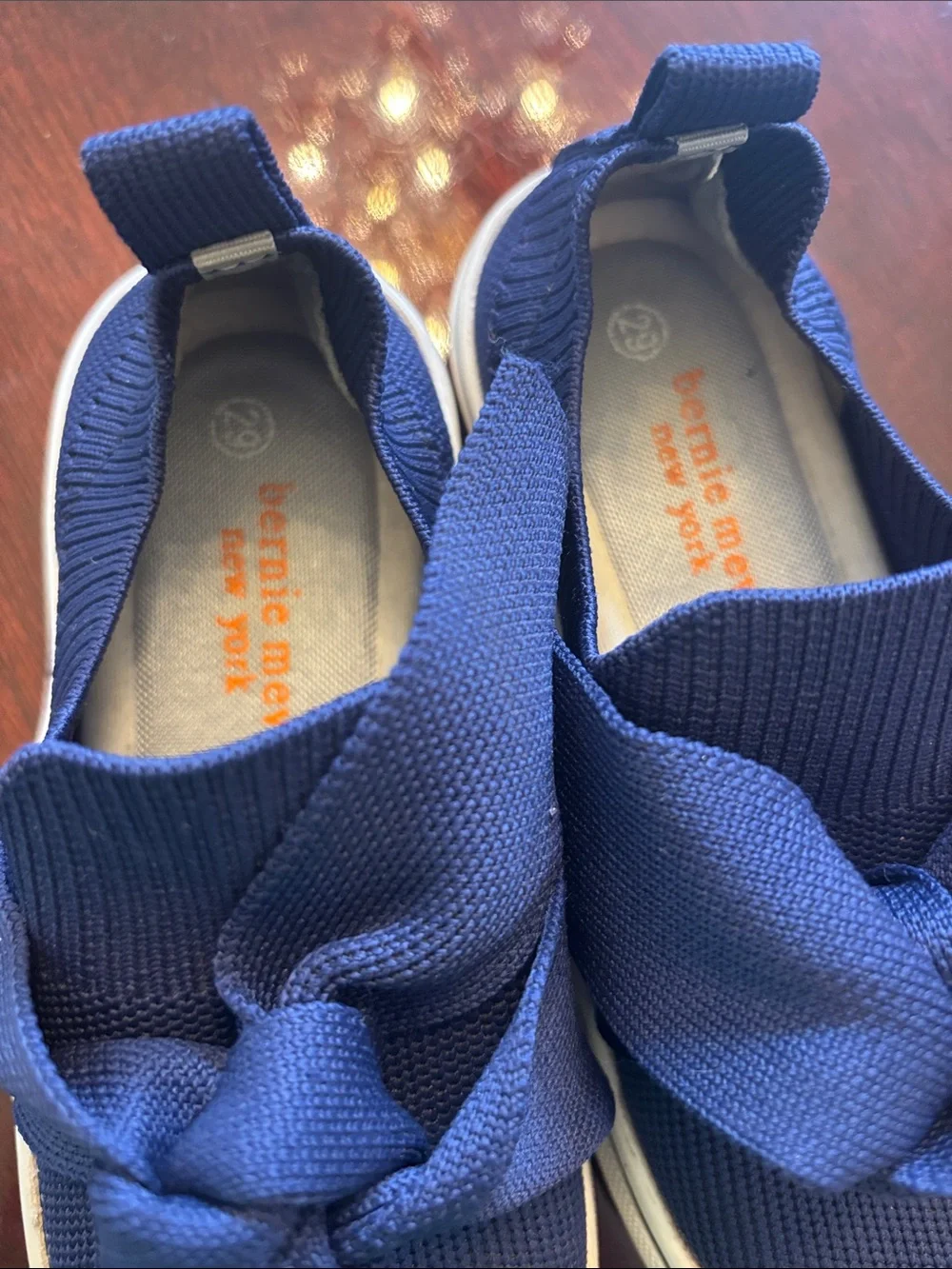 bernie mev. Girls Navy Knit Bow Slip-On Sneakers